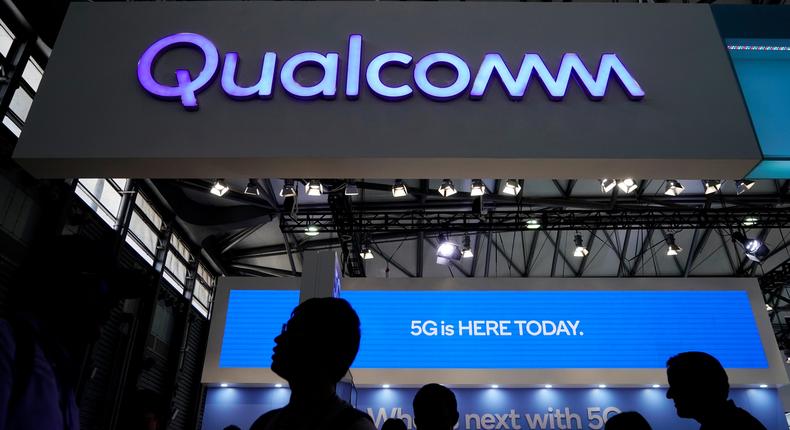 FILE PHOTO: A Qualcomm sign is pictured at Mobile World Congress (MWC) in Shanghai