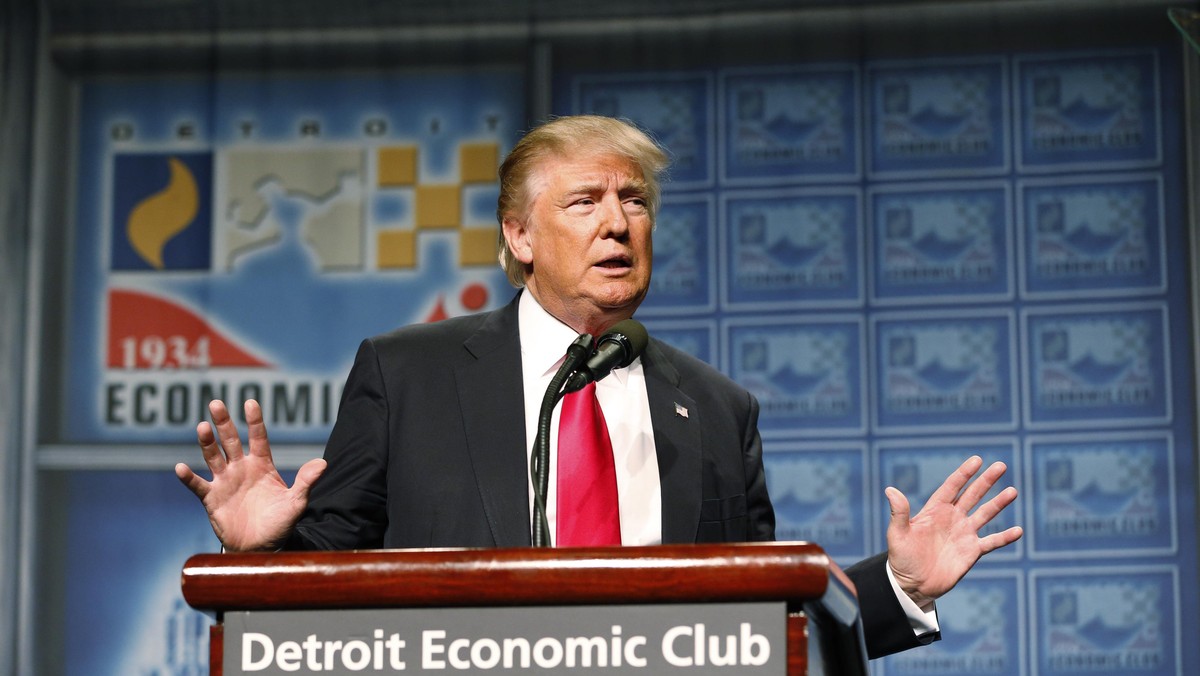 Republican Presidential candidate Donald J. Trump addresses the Detroit Economic Club