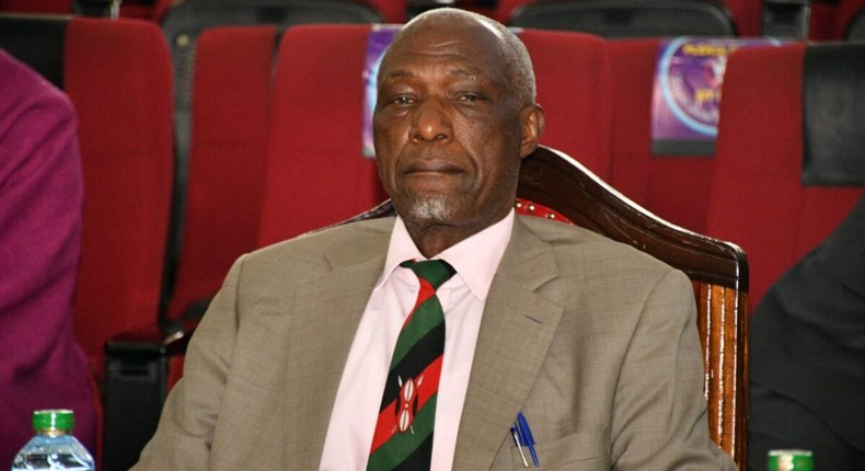 Kenyatta University Vice-Chancellor Paul Wainaina before addressing students and staff at the KU Amphitheatre on July 12, 2022. 