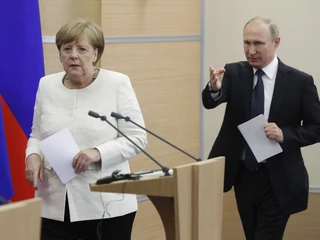 Kanclerz Niemiec Angela Merkel i prezydent Rosji Władimir Putin podczas ostatniego spotkania - 18 maja w Soczi