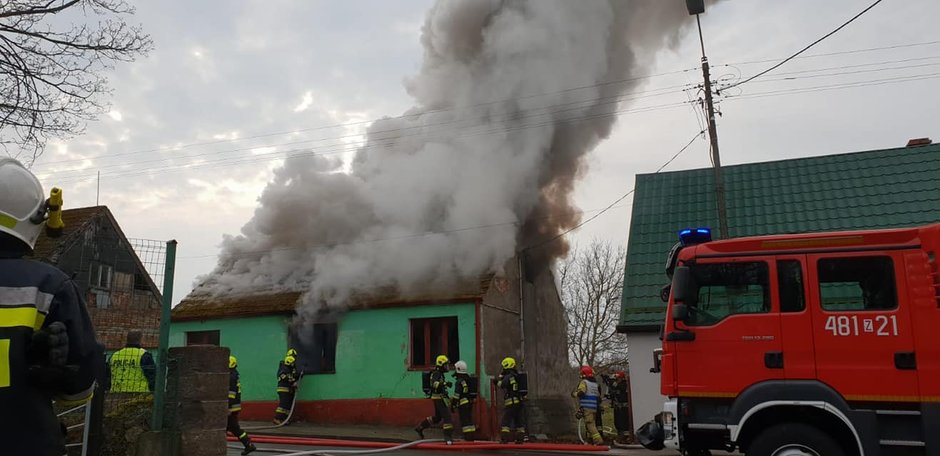 Pożar budynku w Węgorzynie