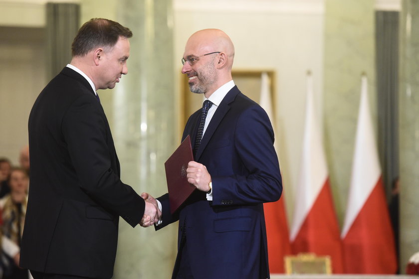 Minister klimatu Michał Kurtyka i prezydent Andrzej Duda