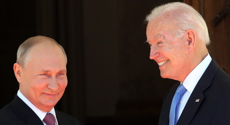 Russian President Vladimir Putin and President Joe Biden in Geneva, Switzerland.