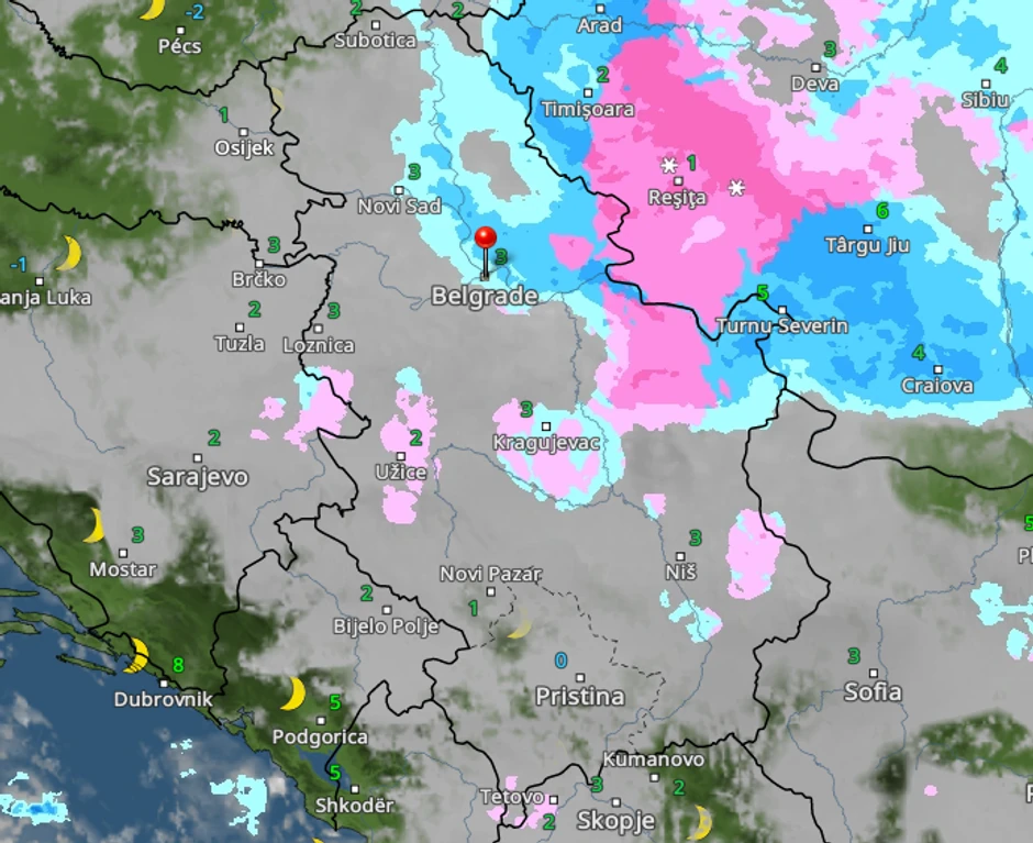 Kretanje padavina sutra u 4 časa