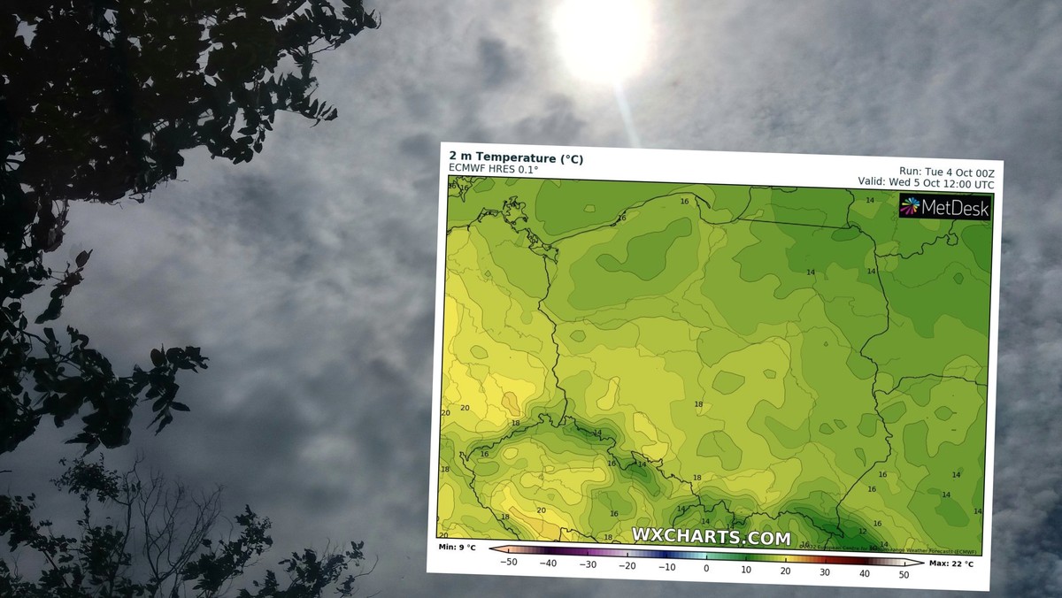 Pogoda na jutro, 5 października. Dmuchnie ciepłem. Lokalnie ponad 20 st. C