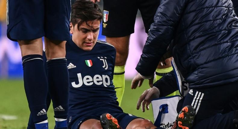 Juventus' Argentine forward Paulo Dybala hurt his left knee against Sassuolo.