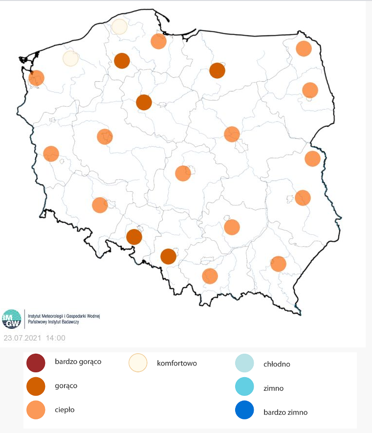 Subiektywne odczucie termiczne w piątek