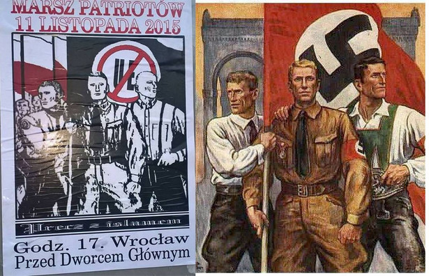 Plakat Marszu Patriotów 2015 zupełnie jak hitlerowski afisz. ZNAJDŹ RÓŻNICE!