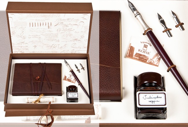 <strong>Zestaw do kaligarfii ze skórzanym notesem Scriptorium Medioevalis</strong>