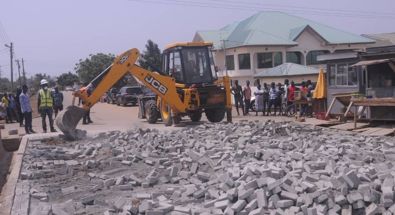 Minister orders destruction of illegal road pavement in Tema