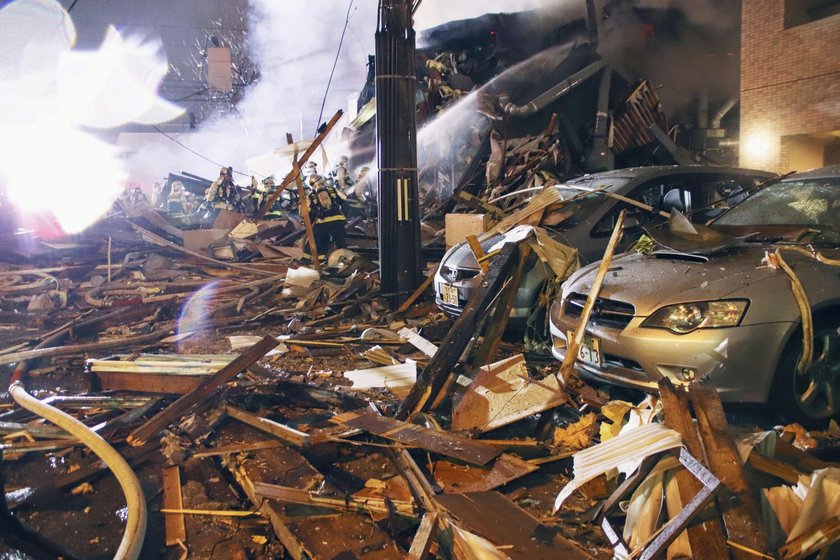 A view of a site of an explosion at a bar in Sapporo