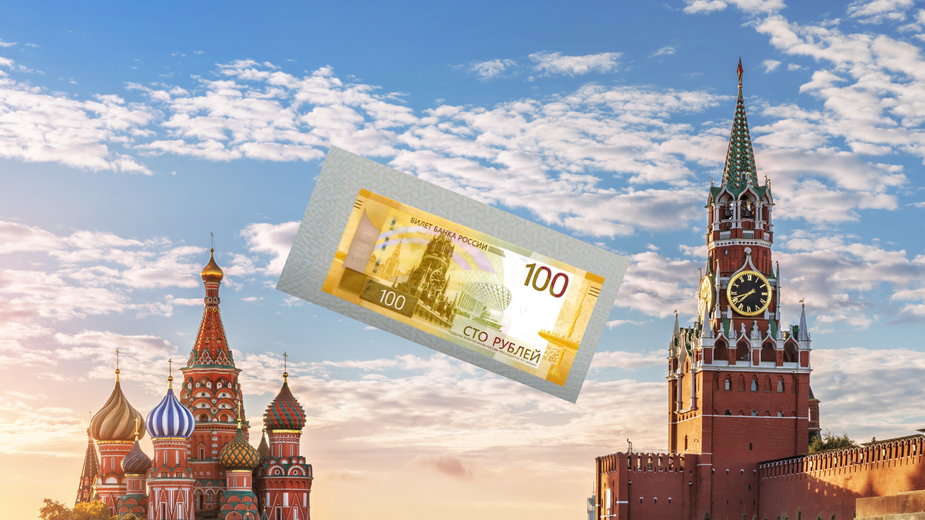 Na nowym banknocie 100-rublowym widać m.in. fotografię Baszty Spasskiej.
