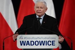 Wadowice, 12.11.2022r. Prezes PiS Jarosław Kaczyński podczas spotkania z wyborcami.