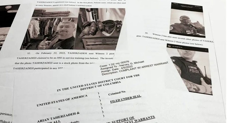 Court documents from the 2022 indictment of Arian Taherzadeh and Haider Ali.Jon Elswick/AP