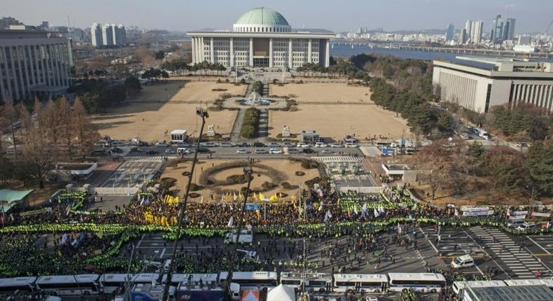 Protesters in Seoul are urging the impeachment of South Korea's President Park Geun-Hye, December 9, 2016