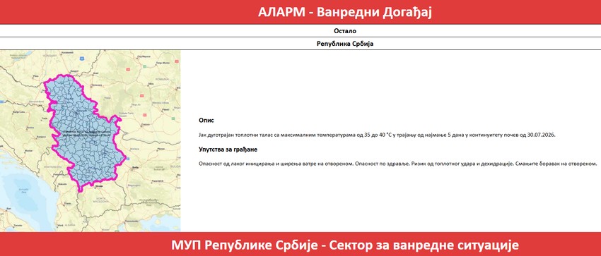 Upozorenje MUP-a na toplotni talas