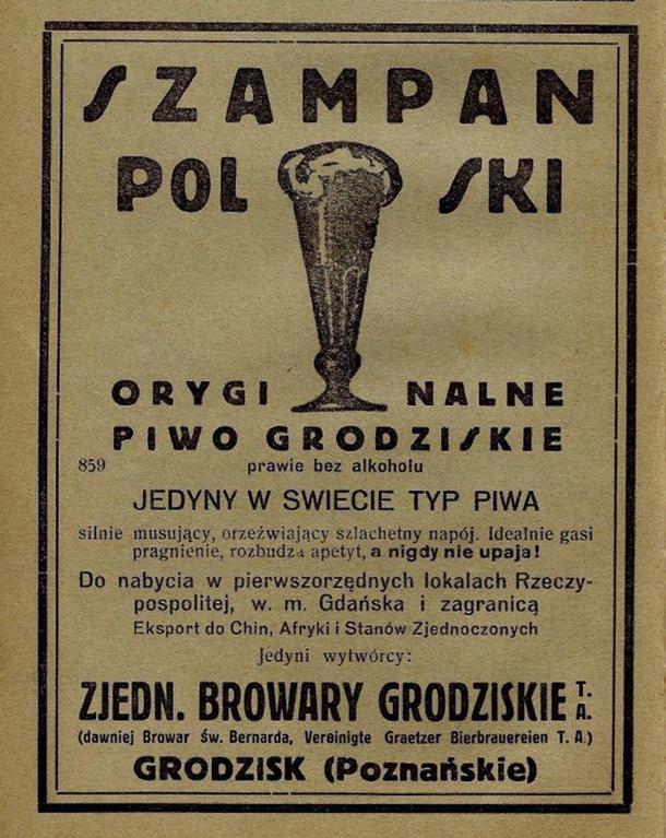 Reklamy promujące browar z lat 20. i 30. XX w.