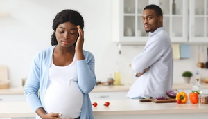 Pregnant woman having a quarrel with her husband