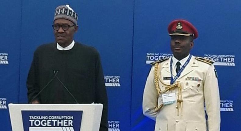 President Muhammadu Buhari speaks at the Commonwealth Tackling Corruption Together Conference in the United Kingdom on May 11, 2016.