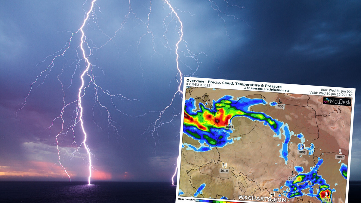 Prognoza pogody na środę, 30 czerwca. Gwałtowne burze, grad i deszcz