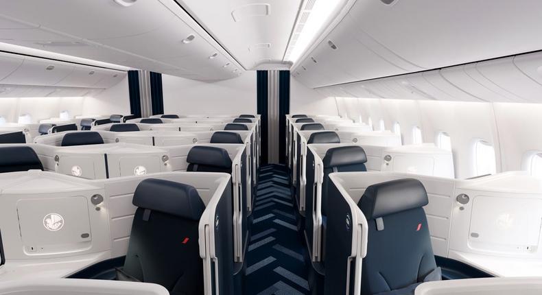 Air France business class cabin.Air France