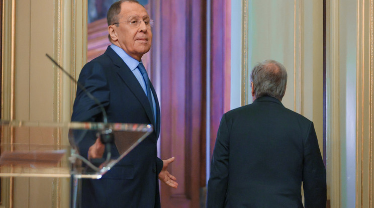 Szergej Lavrov orosz külügyminiszter mikor António Guterres ENSZ-főtitkárral találkozott Moszkvában / Fotó: MTI/EPA/Orosz külügyminisztérium