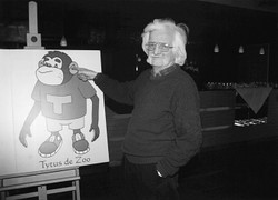 "Papcio Chmiel" na wideo-muralu w bielskim Studio Filmów Rysunkowych