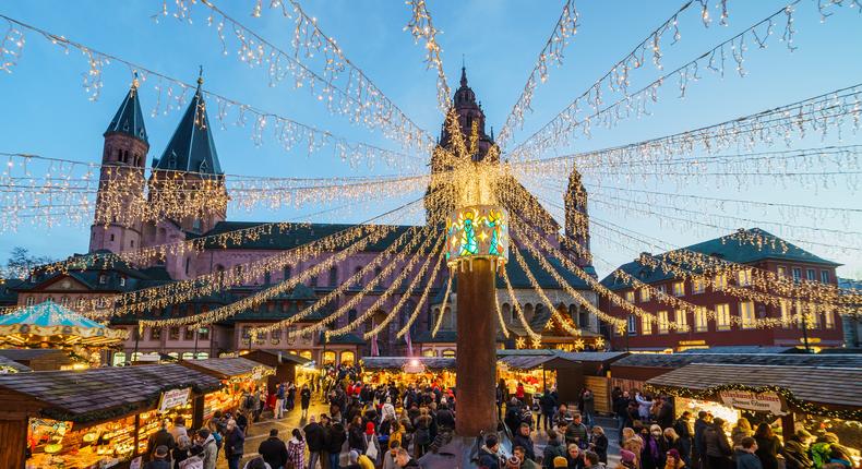 Christmas market in Mainz, Germany.