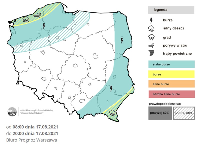 Prognoza burz na wtorek