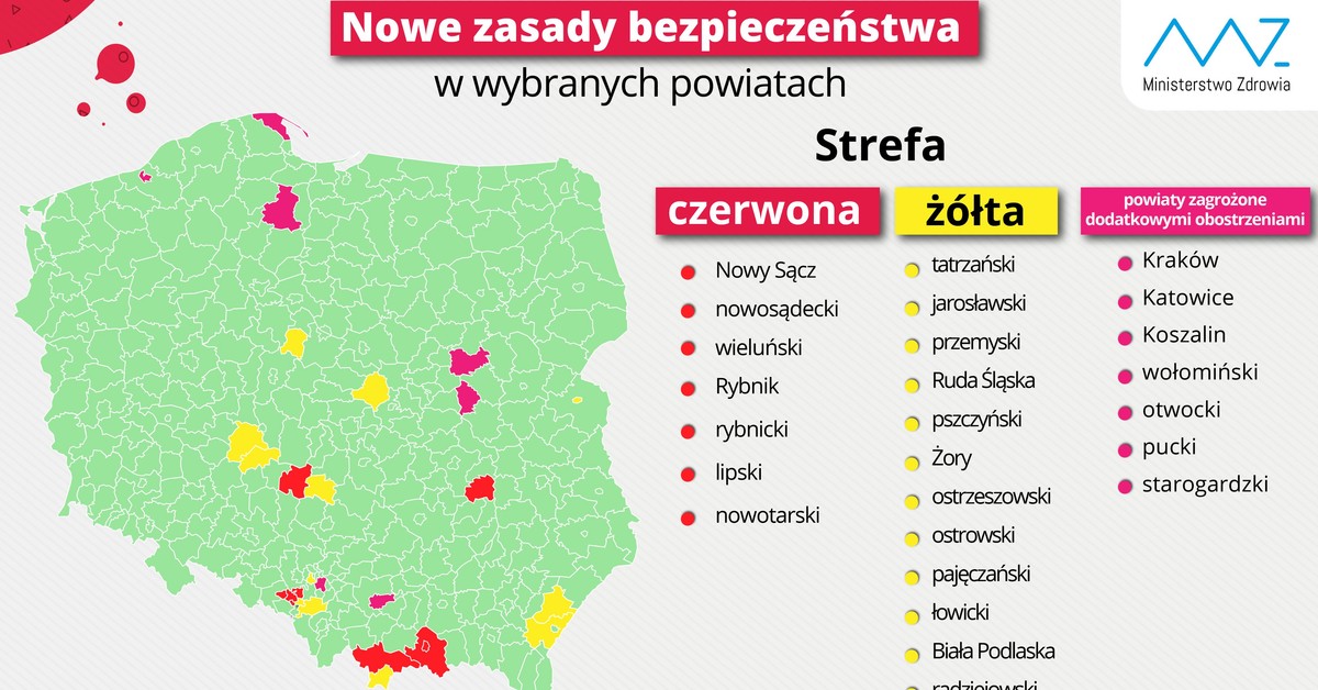 Nowa lista "czerwonych" i "żółtych" stref w Polsce. Oto ...