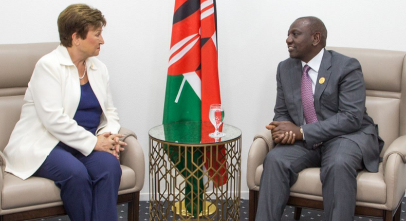 President William Ruto in a meeting with IMF managing director Kristalina Georgieva on November 8, 2022.