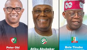 The three frontline presidential candidates for the 2023 election: Peter Obi, Bola Tinubu and Atiku Abubakar. (Businessday)