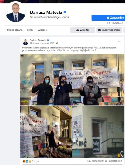 Wpisy Dariusza Mateckiego na FB