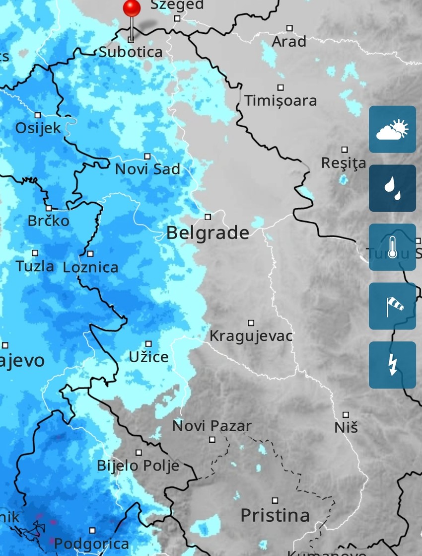 Kišni radar za četvrtak u 18 časova