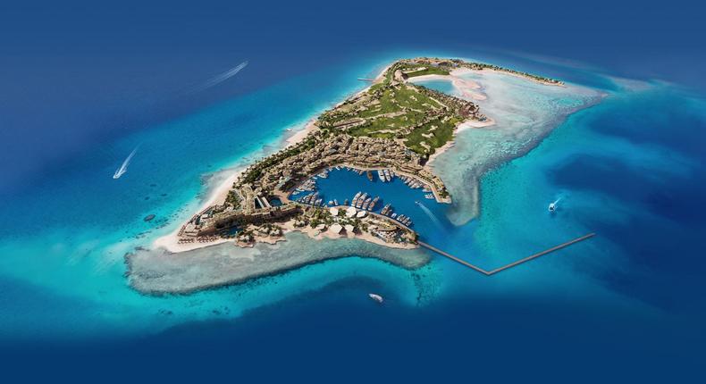 The island of Sindalah, a yachting resort and part of the Neom project, will be open in 2024, say planners.NEOM