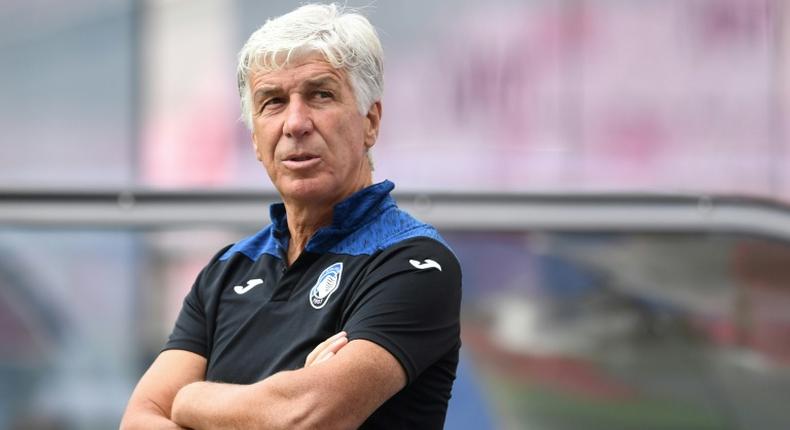 Atalanta coach Gian Piero Gasperini at the Estadio da Luz in Lisbon on Tuesday