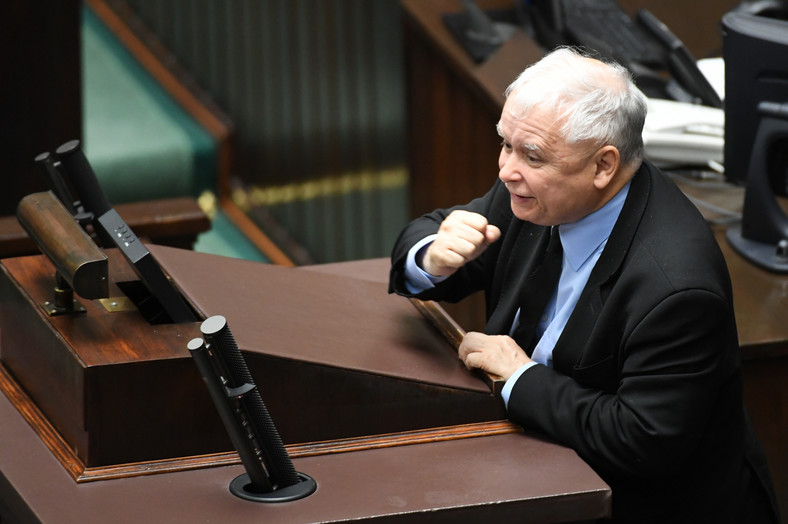 Jarosław Kaczyński podczas swojego emocjonalnego wystąpienia w Sejmie