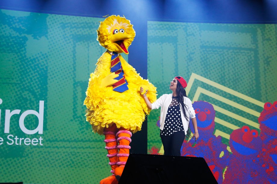 The company trotted out a bunch of other performers and execs, like Big Bird, who appeared as part of an announcement that Sesame Studios was making a new YouTube channel.