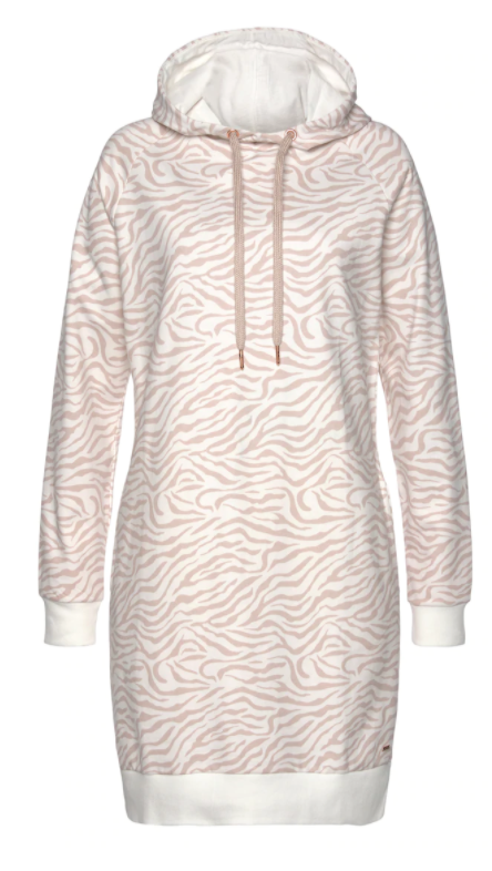 Bequemes Sweatkleid mit Kapuze und Rippbündchen von Lascana für 79.90 Franken. 