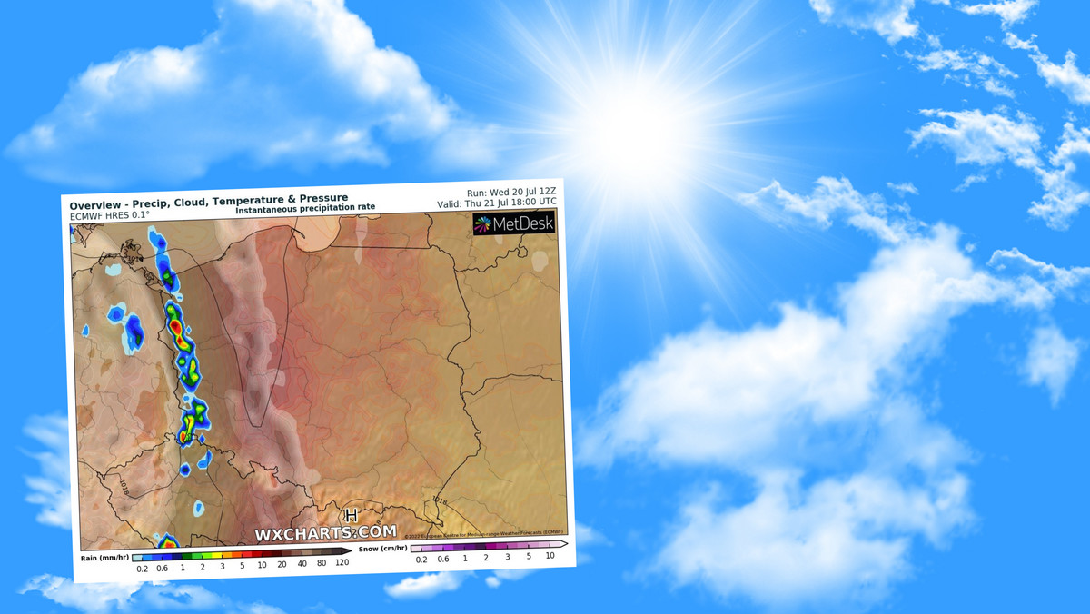 Pogoda na czwartek, 21 lipca. Apogeum upału. Temperatura zbliży się do rekordów