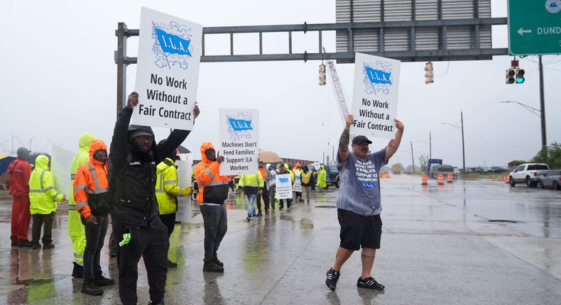 Dockworkers at the Port of Baltimore are part of a port strike extending from Maine to Texas.Stephanie Scarbrough/Associated Press