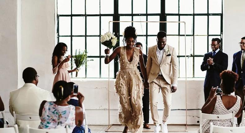 Jumping the broom is a positive omen and tradition [Robynashleyweddings]