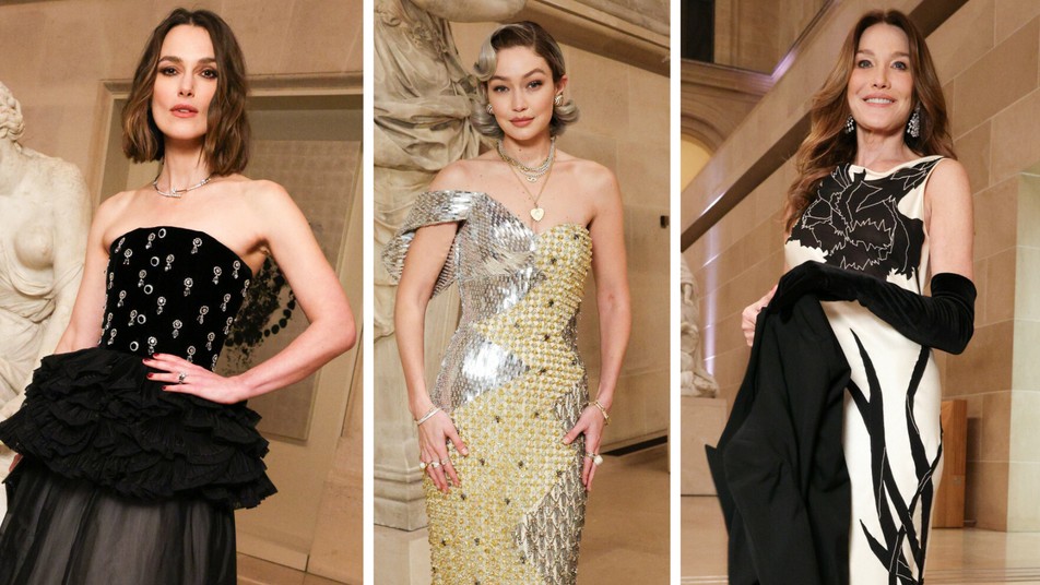 Keira Knightley, Gigi Hadid, Carla Bruni na gali Le Grand Dîner du Louvre w Paryżu