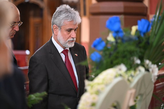 Ambasador Palestyny w Polsce Mahmoud Khalifa podczas pogrzebu Damiana Sobola