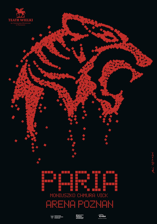 Plakat do sztuki "Paria" autorstwa Andrzeja Pągowskiego