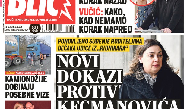 Blic naslovna strana za 30.1.