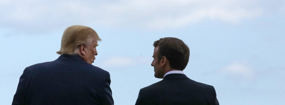 Donald Trump, prezydent USA i Emmanuel Macron, prezydent Francji. Colleville-sur-Mer, 6 czerwca 2019 r.