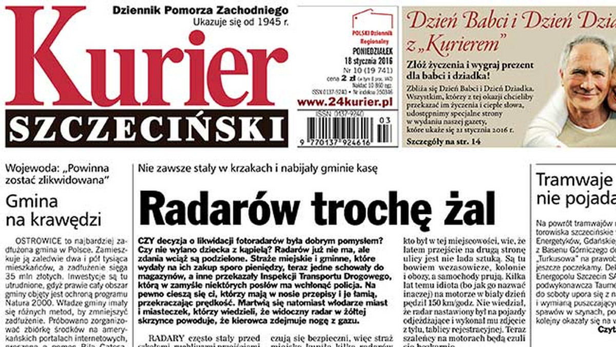 Dziennik „Kurier Szczeciński” od piątku ukazuje się z napisem „POLSKI Dziennik Regionalny” i konturami mapy Polski nad winietą.