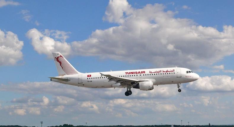 A Tunisair flight takes off.
