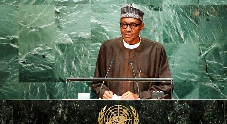 Nigerian President Muhammadu Buhari addresses the United Nations General Assembly in the Manhattan borough of New York, U.S. September 20, 2016.   REUTERS/Eduardo Munoz